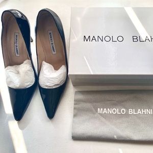 Manolo Blahnik Black Patent Leather Stiletto Size 8.5